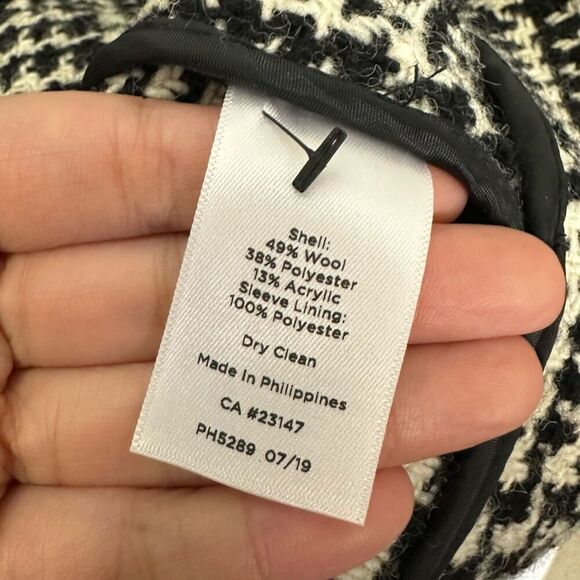 Talbots‎ Wool Blend Notched Collar Jacket Black White Plaid Double Breasted sz 6 - Picture 7 of 9